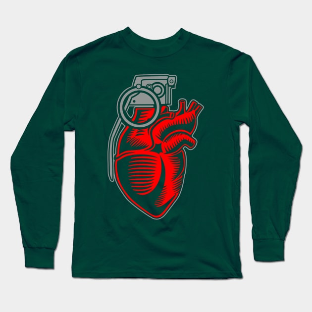 Grenade Heart Long Sleeve T-Shirt by drewbacca